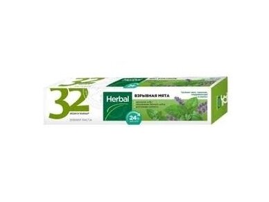 32 PEARLS HERBAL dantų pasta Mėtos sprogimas, 100 g 32 PEARLS HERBAL dantų pasta Mėtos sprogimas, 100 g