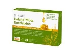 DR. MULLER Pastilės gerklei ISLANDINĖ KERPENA SU EUKALIPTU IR VITAMINU C, 24 pastilės DR. MULLER Pastilės gerklei ISLANDINĖ KERPENA SU EUKALIPTU IR VITAMINU C, 24 pastilės