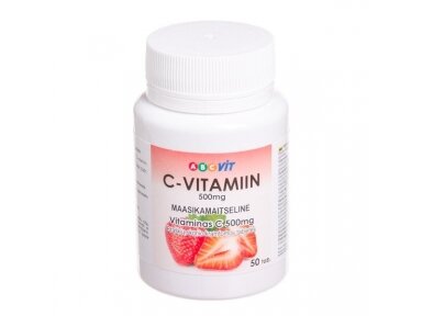 ABC VIT VITAMINAS C, 500 MG, BRAŠKIŲ SKONIO, 50 KRAMTOMŲ TABLEČIŲ ABC VIT VITAMINAS C, 500 MG, BRAŠKIŲ SKONIO, 50 KRAMTOMŲ TABLEČIŲ