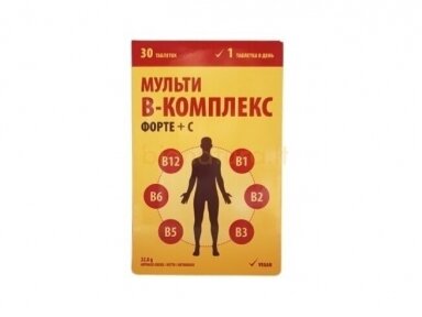Maisto papildas B- complex forte + Vitaminas C, 30 tablečių Maisto papildas B- complex forte + Vitaminas C, 30 tablečių