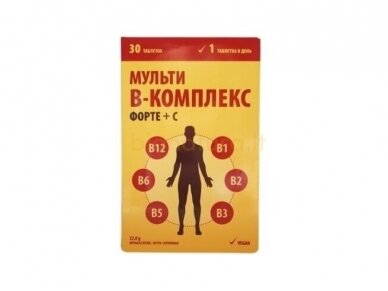 Maisto papildas B- complex forte + Vitaminas  C, 30 tablečių