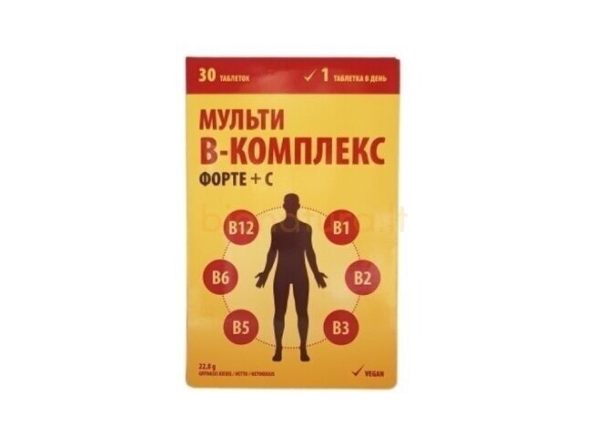 Maisto papildas B- complex forte + Vitaminas  C, 30 tablečių