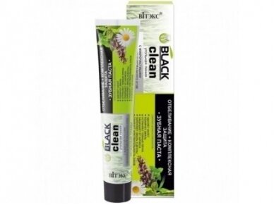 BLACK CLEAN Dantų pasta su aktyvuotos anglies mikrodalelėmis ir vaistažolėmis 85 g. BLACK CLEAN Dantų pasta su aktyvuotos anglies mikrodalelėmis ir vaistažolėmis 85 g.