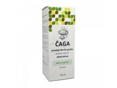Čaga juodojo beržo grybo (įžulniojo skylenio) ekstraktas 1:5, 140 ml Čaga juodojo beržo grybo (įžulniojo skylenio) ekstraktas 1:5, 140 ml