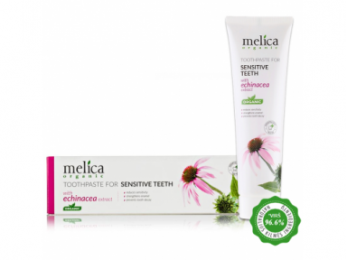 Dantų pasta jautriems dantims su ežiuolės ekstraktu Melica Organic, 100ml Dantų pasta jautriems dantims su ežiuolės ekstraktu Melica Organic, 100ml