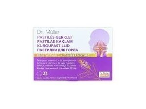 DR. MULLER pastilės gerklei ŠALAVIJAS SU VITAMINU C + 20 ŽOLELIŲ MIŠINYS, 24 pastilės DR. MULLER pastilės gerklei ŠALAVIJAS SU VITAMINU C + 20 ŽOLELIŲ MIŠINYS, 24 pastilės