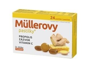 DR. MULLER pastilės gerklei SU PROPOLIU, IMBIERU, VIT. C, 24 PASTILĖS DR. MULLER pastilės gerklei SU PROPOLIU, IMBIERU, VIT. C, 24 PASTILĖS