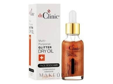 Dr.Clinic sausas kūno aliejus su blizgesiu Shmmer 30 ml. Dr.Clinic sausas kūno aliejus su blizgesiu Shmmer 30 ml.