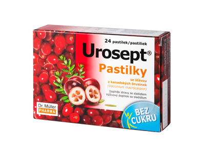 DR. MULLER UROSEPT PASTILĖS SU KARPOTŲJU BERŽŲ PUMPURŲ, MEŠKAUOGIŲ IR SPANGUOLIŲ EKSTRAKTAIS, 24 PASTILĖS