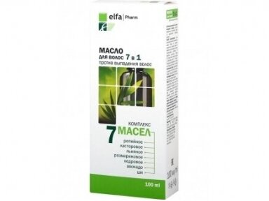 ELFA PHARM Aliejus nuo plaukų slinkimo 7 ALIEJAI 100 ml. ELFA PHARM Aliejus nuo plaukų slinkimo 7 ALIEJAI 100 ml.