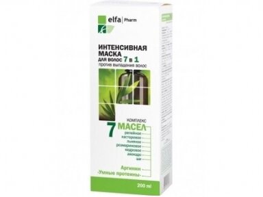 ELFA PHARM Intensyvi plaukų kaukė 7 ALIEJAI nuo plaukų slinkimo 200 ml.