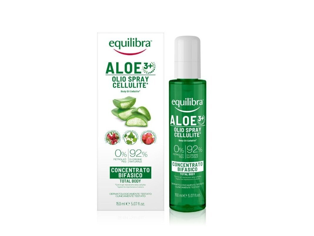 EQUILIBRA Aloe 3+ kūno anticeliulitinis aliejus dvifazis, 150 ml