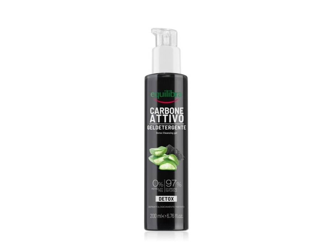 EQUILIBRA Aloe gelis veidui detox su aktyviąja anglimi, 200 ml EQUILIBRA Aloe gelis veidui detox su aktyviąja anglimi, 200 ml