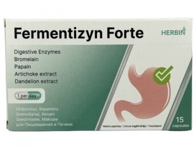 FERMENTIZYN FORTE AUGALINIAI FERMENTAI, VIRŠKINIMUI IR KEPENIMS, 15 KAPSULIŲ FERMENTIZYN FORTE AUGALINIAI FERMENTAI, VIRŠKINIMUI IR KEPENIMS, 15 KAPSULIŲ