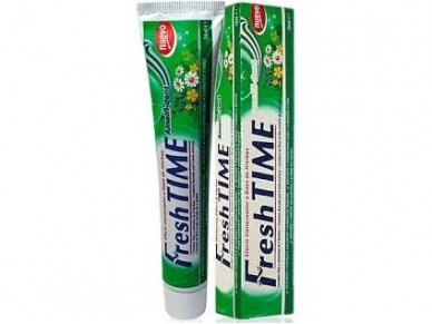 Fresh Time Balinamoji ir žolelių poveikio dantų pasta 75 ml Fresh Time Balinamoji ir žolelių poveikio dantų pasta 75 ml