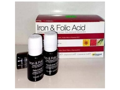 Geležis Iron & Folic acid + B12 10 x 10 ml. Geležis Iron & Folic acid + B12 10 x 10 ml.