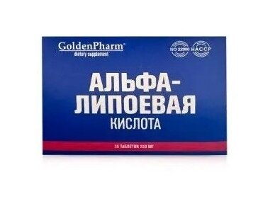 „Golden Pharm“ alfa-lipoinė rūgštis 180 mg, 30 tablečių „Golden Pharm“ alfa-lipoinė rūgštis 180 mg, 30 tablečių