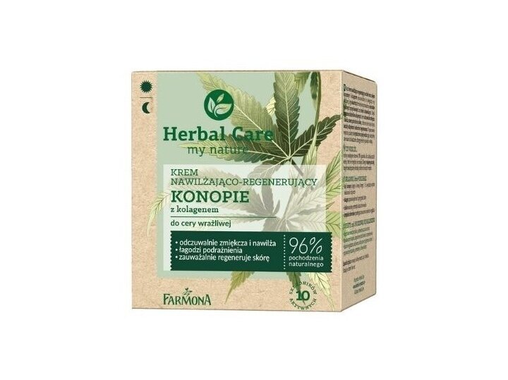 HERBAL CARE kremas drėkinamasis su kanapėmis ir kolagenu jautriai odai, 50 ml