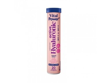 KRUGER Vital Power maisto papildas Aktyvus hialuronas su vitaminais C ir E, 20 šnypščiųjų tablečių KRUGER Vital Power maisto papildas Aktyvus hialuronas su vitaminais C ir E, 20 šnypščiųjų tablečių