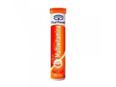 KRUGER Vital Power maisto papildas Multivitaminai, 20 šnypščiųjų tablečių