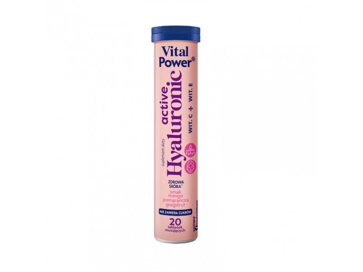 KRUGER Vital Power maisto papildas Aktyvus hialuronas su vitaminais C ir E, 20 šnypščiųjų tablečių KRUGER Vital Power maisto papildas Aktyvus hialuronas su vitaminais C ir E, 20 šnypščiųjų tablečių