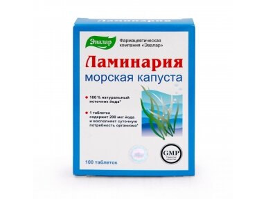 LAMINARIJA (JŪROS KOPŪSTAS) 100 TAB. "EVALAR' LAMINARIJA (JŪROS KOPŪSTAS) 100 TAB. "EVALAR'