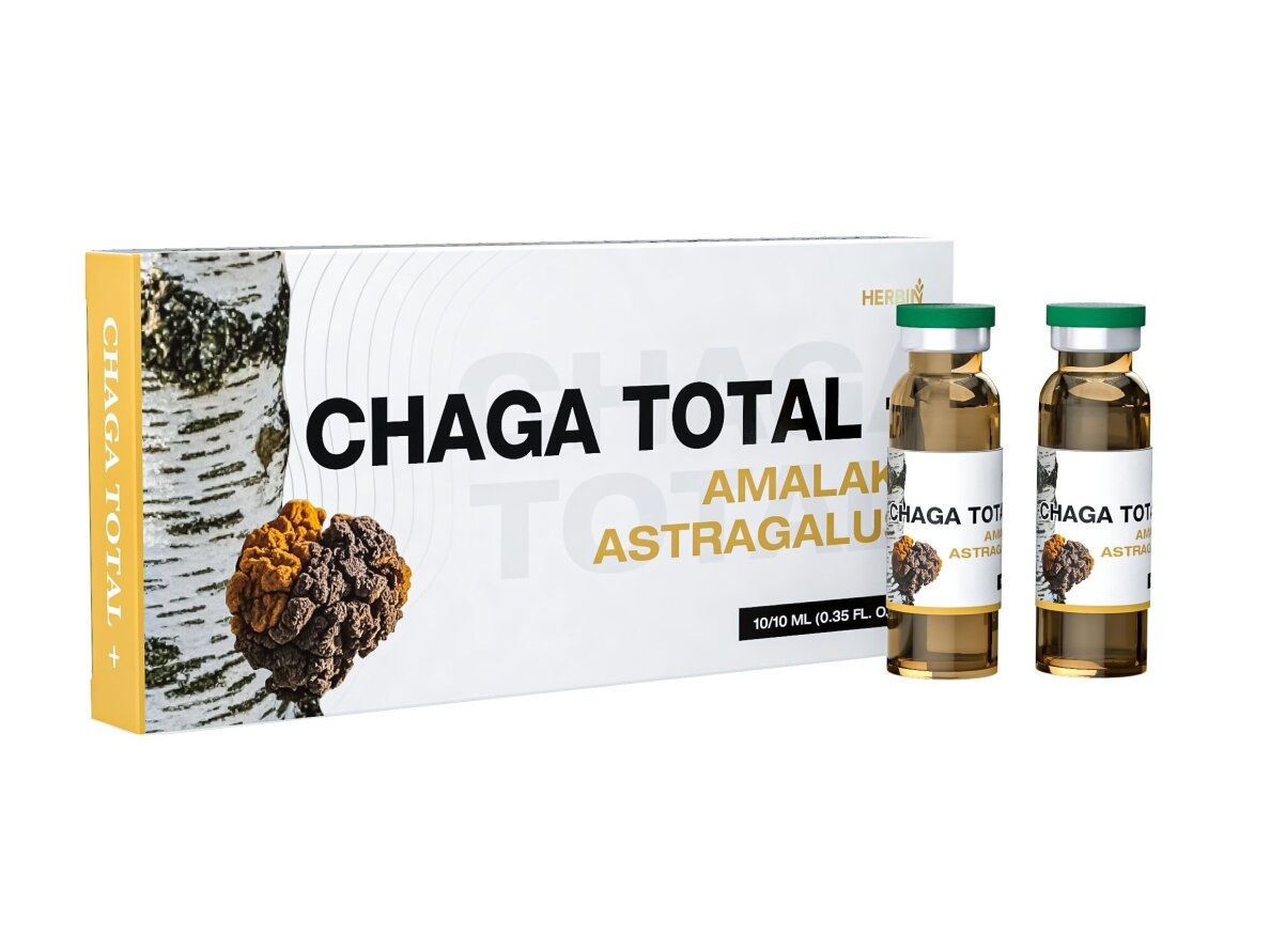 Maisto papildas ČAGA TOTAL + Chaga, Amalaki, Astragalus 10x10 ml. Maisto papildas ČAGA TOTAL + Chaga, Amalaki, Astragalus 10x10 ml.
