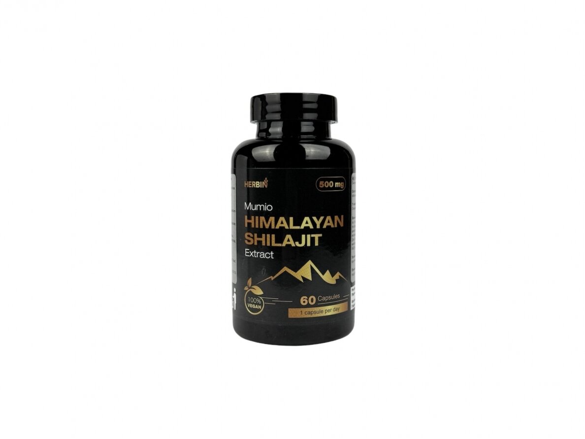 Maisto papildas Himalajų Mumio ( Shilajit ) ekstraktas 500 mg . 60 kapsulių (Vegan)