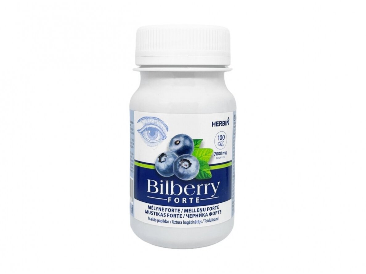 Maisto papildas Mėlynės forte ( Bilberry )100 tablečių