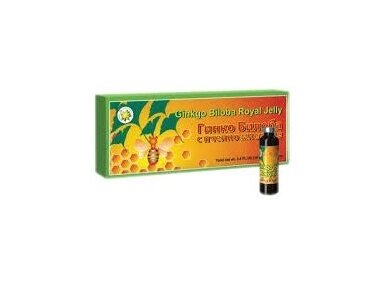 Maisto papildas Ginko biloba su bičių pieneliu 10 buteliukų po 10ml. Maisto papildas Ginko biloba su bičių pieneliu 10 buteliukų po 10ml.