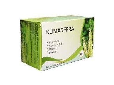 Maisto papildas KLIMASFERA 500 mg kapsulės, 60 vnt. Maisto papildas KLIMASFERA 500 mg kapsulės, 60 vnt.