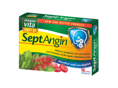 Maisto papildas LEDINUKAI MAXIVITA SEPTANGIN SU MENTOLIU IR EUKALIPTU 16 vnt. Maisto papildas LEDINUKAI MAXIVITA SEPTANGIN SU MENTOLIU IR EUKALIPTU 16 vnt.