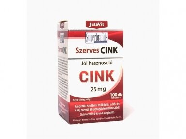 Maisto papildas Organinis cinkas 25mg JutaVit N100 Maisto papildas Organinis cinkas 25mg JutaVit N100
