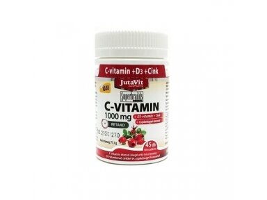 Maisto papildas Vitaminas C 1000 mg + vitaminas D3 + cinkas + erškėčių ekstraktas N45 Maisto papildas Vitaminas C 1000 mg + vitaminas D3 + cinkas + erškėčių ekstraktas N45
