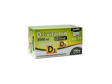 Maisto papildas Vitaminas D3 3000 TV (75mcg) Olive JutaVit N100 Maisto papildas Vitaminas D3 3000 TV (75mcg) Olive JutaVit N100