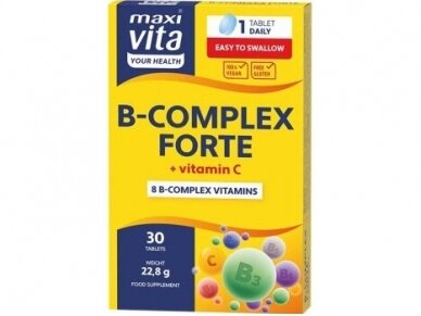 Maisto papildas B- complex forte + Vitaminas  C, 30 tablečių 1
