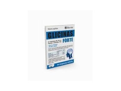 Maisto papildas GLICINAS FORTE su vitaminais B6, B12 ir tiaminu(vitaminu B1) 50 čiulpiamų tablečių Maisto papildas GLICINAS FORTE su vitaminais B6, B12 ir tiaminu(vitaminu B1) 50 čiulpiamų tablečių