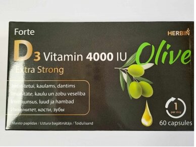 Maisto papildas Vitaminas D3 4000 TV Olive forte extra strong 60 kaps. Maisto papildas Vitaminas D3 4000 TV Olive forte extra strong 60 kaps.