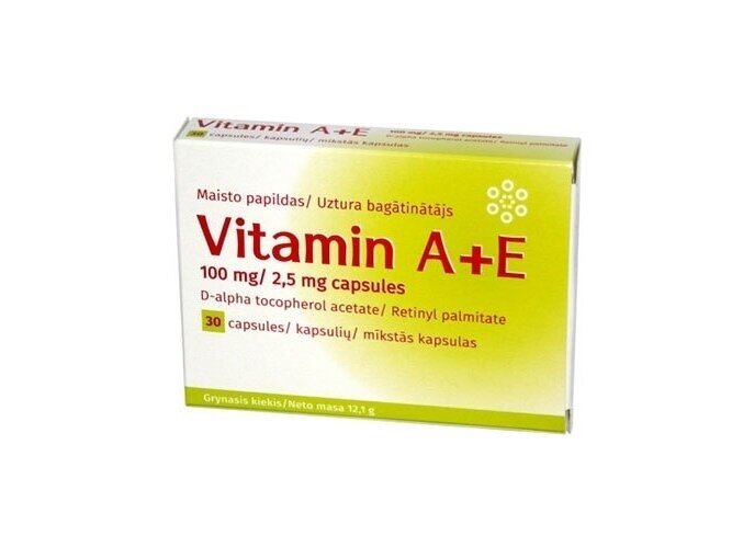 Maisto papildas Vitaminum A+E kapsulės, N30 Maisto papildas Vitaminum A+E kapsulės, N30