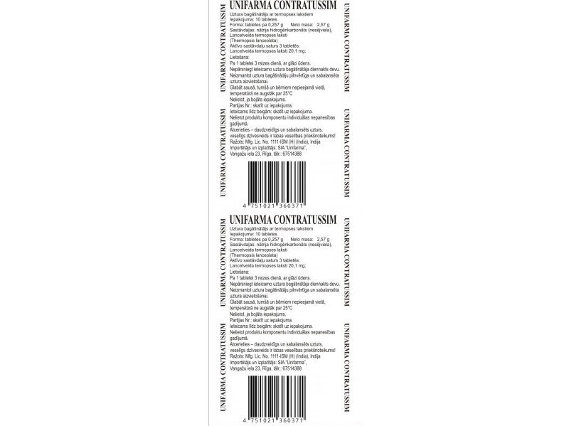 Maisto papildas Contratussim Unifarma 10 tb.po 0,35 g. Maisto papildas Contratussim Unifarma 10 tb.po 0,35 g.