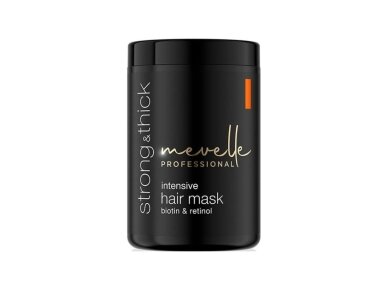 MEVELLE PROFESSIONAL kaukė ploniems ir slenkantiems plaukams su biotinu Strong&Thick, 900 ml MEVELLE PROFESSIONAL kaukė ploniems ir slenkantiems plaukams su biotinu Strong&Thick, 900 ml
