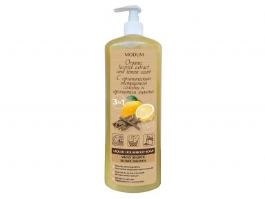 MODUM Skystas ūkinis muilas su saldymedžio ekstraktu, citrinos aromato 925 ml. MODUM Skystas ūkinis muilas su saldymedžio ekstraktu, citrinos aromato 925 ml.