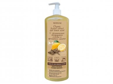 MODUM Skystas ūkinis muilas su saldymedžio ekstraktu, citrinos aromato 925 ml. MODUM Skystas ūkinis muilas su saldymedžio ekstraktu, citrinos aromato 925 ml.