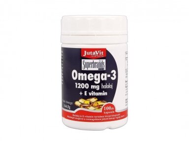 Omega - 3 žuvų taukai + vitaminas E 100 kaps. x 1200 mg. Omega - 3 žuvų taukai + vitaminas E 100 kaps. x 1200 mg.