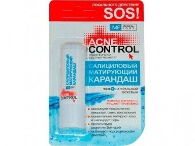 Pieštukas nuo spuogų salicilinis/matinis ACNE CONTROL 5 gr. Pieštukas nuo spuogų salicilinis/matinis ACNE CONTROL 5 gr.