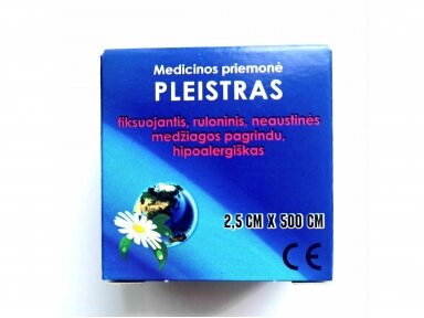 Pleistras fiksuojantis, ruloninis, neaustinės medžiagos pagrindu, hipoalergiškas 2,5 x500 cm. Pleistras fiksuojantis, ruloninis, neaustinės medžiagos pagrindu, hipoalergiškas 2,5 x500 cm.