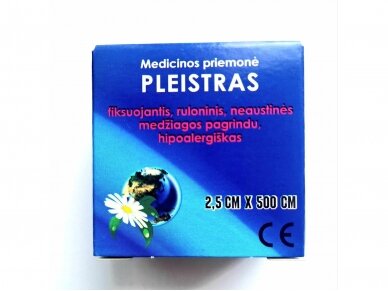 Pleistras fiksuojantis, ruloninis, neaustinės medžiagos pagrindu, hipoalergiškas 2,5 x500 cm. Pleistras fiksuojantis, ruloninis, neaustinės medžiagos pagrindu, hipoalergiškas 2,5 x500 cm.