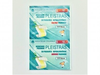Pleistras su pagalvėle hipoalergiškas audinio pagrindu 6 x 10 cm. Pleistras su pagalvėle hipoalergiškas audinio pagrindu 6 x 10 cm.