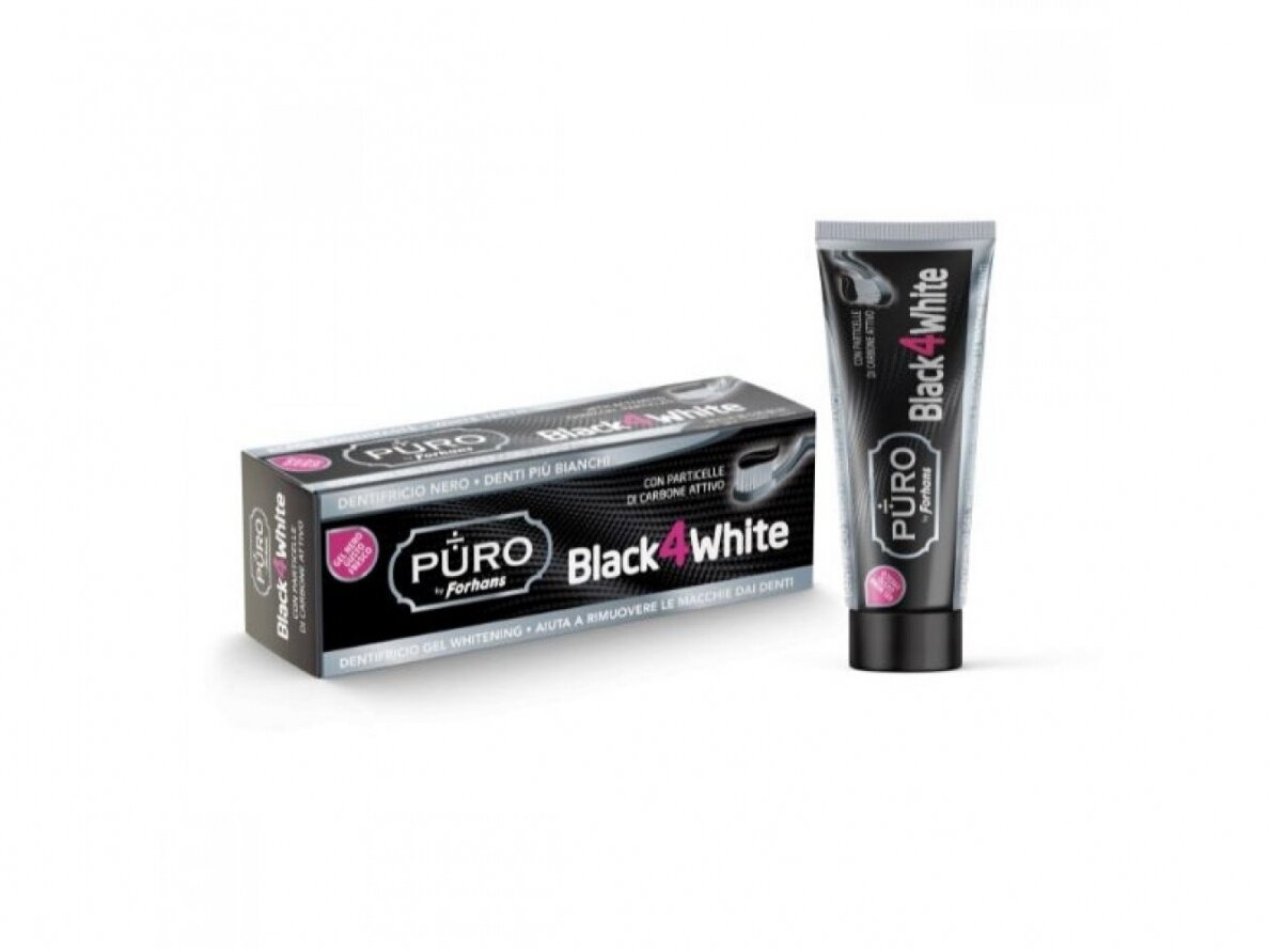 Puro By Forhans Dantų pasta BLACK 4 White 75 ml. Puro By Forhans Dantų pasta BLACK 4 White 75 ml.
