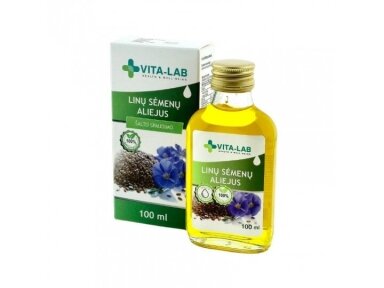 VITA LAB aliejus linų sėmenų 100% natūralus šalto spaudimo, 100 ml VITA LAB aliejus linų sėmenų 100% natūralus šalto spaudimo, 100 ml
